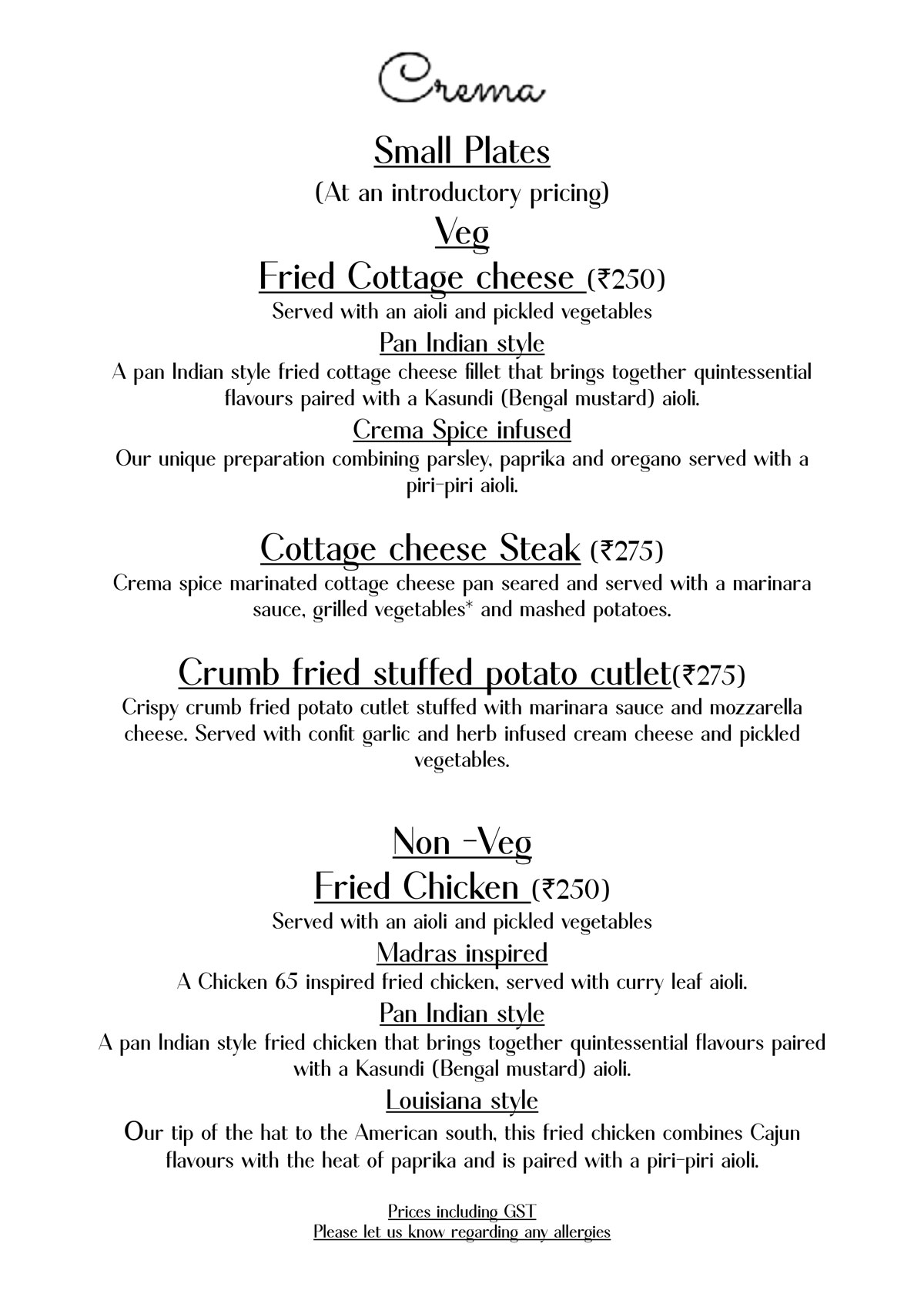menu